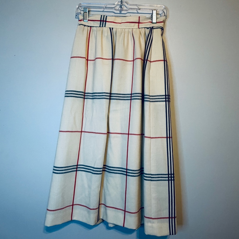 Evan Picone Cream Maxi Skirt with Black & Red Windowpane Plaid - Picture 5 of 8